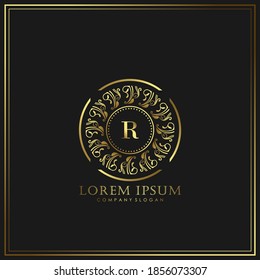 R Initial Letter Luxury Logo template in vector art for Restaurant, Royalty, Boutique, Cafe, Hotel, Heraldic, Jewelry, Fashion and other vector illustration.