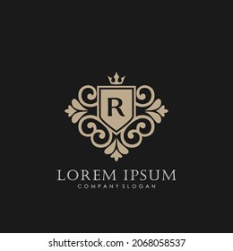 R Initial Letter Luxury Logo template in vector art for Restaurant, Royalty, Boutique, Cafe, Hotel, Heraldic, Jewelry, Fashion and other vector illustration art