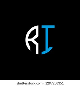 R I initial letter, modern logo design template vector