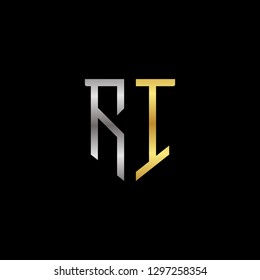 R I initial letter, modern logo design template vector