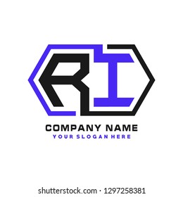 R I initial letter, modern logo design template vector