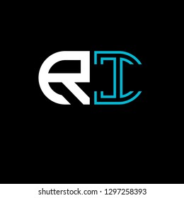 R I initial letter, modern logo design template vector