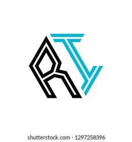 R I initial letter, modern logo design template vector