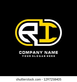 R I initial letter, modern logo design template vector