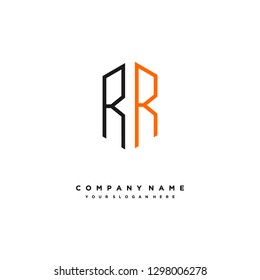 Letra R R inicial, moderna plantilla de diseño de logotipo vectorial