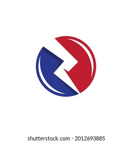 R initial letter Power lightning logo vector design