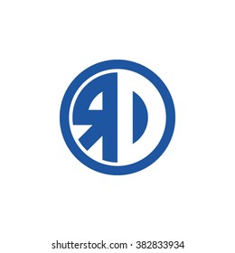 R initial letters circle business logo blue