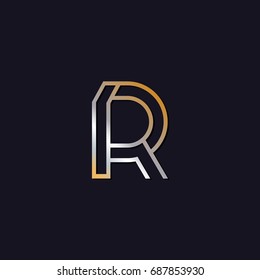 R initial letters elegant logo golden silver black background