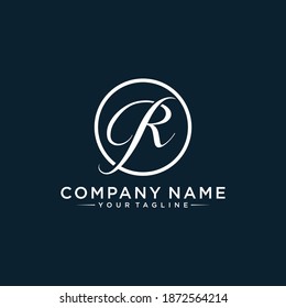 R initial letters loop linked circle monogram logo