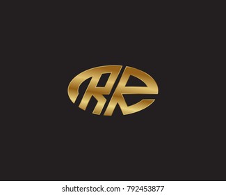 R R initial letters looping linked ellipse elegant logo golden black background