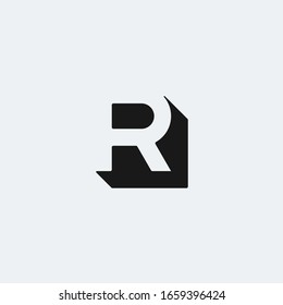 R initial logo with block shadow square