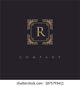 R Initial Logo Design With Frame
