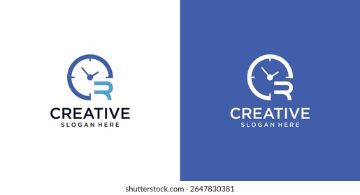 Reloj digital del icono inicial del logotipo de R
