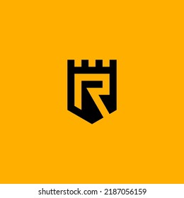 R initial logo inside fort shield shape