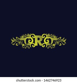 R initial logo letter with beauty ornament for fashion industry