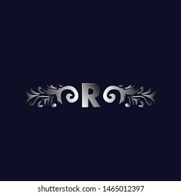 R initial logo letter with beauty ornament for fashion industry