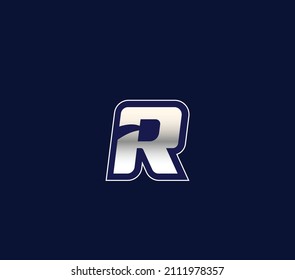 R combinación inicial de logotipo color de gradiente blanco