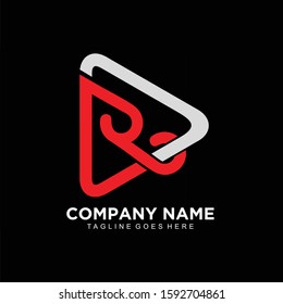 R initial logo in triangel concept design vector