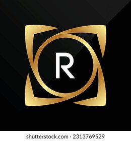 R Initial luxury gold Letter Type Logo Sign Symbol Icon Simple Elegance