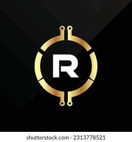 R Initial luxury gold Letter Type Logo Sign Symbol Icon Simple Elegance
