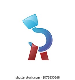 R initial made from Crane logo icon vector