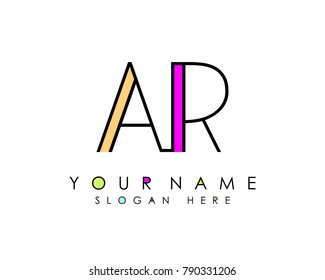 A & R initial minimalist logo template vector