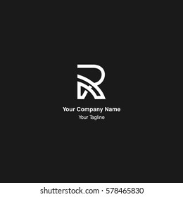 R initial monogram negative space