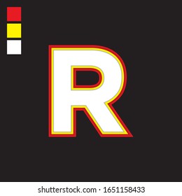 R Logotipo de logotipo de esquema inicial, icono, símbolo, diseño de signo gráfico vector fuente moderna