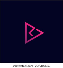 R Initial play logo design vector illustration