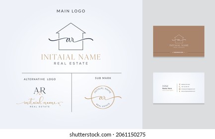  A R initial Real Estate, Realtor,  Building and Construction Logo. Branding Vector Design Template
