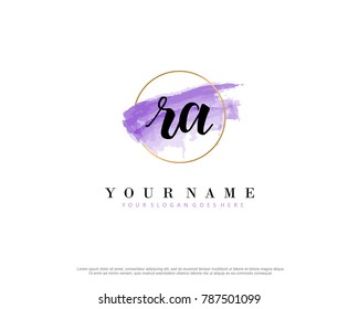 R A Initial water color logo template vector