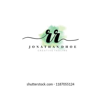 R R Initial watercolor logo on white background. Logo template vector