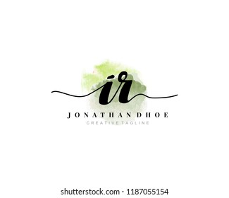 I R Initial watercolor logo on white background. Logo template vector