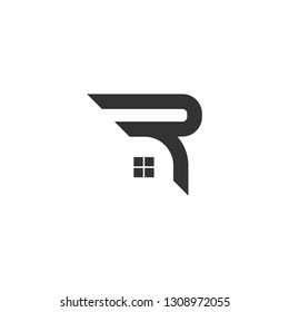 R Initials in Housing Business Logo.
