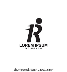 R Initialen mit Personen, die ein Vektorgrafik-Symbol für Logos führen