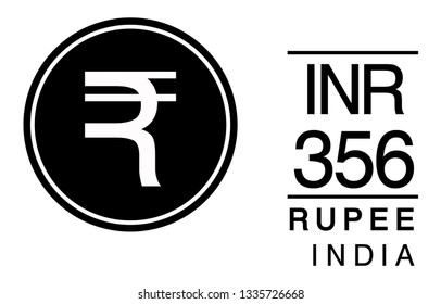 R, INR, 356, Rupee, India Banking Currency icon typography logo banner set isolated on background. Abstract concept graphic element. Collection of currency symbols ISO 4217 signs used in country