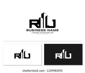 R J Initial building logo concept