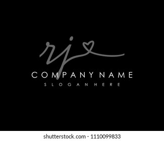 R J Initial handwriting logo vector