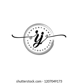 R J Initial handwriting logo vector.
