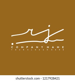 R J Initial handwriting logo vector