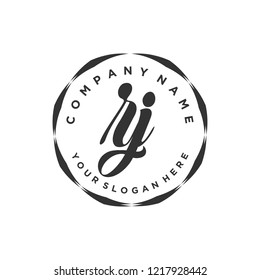R J Initial handwriting logo vector