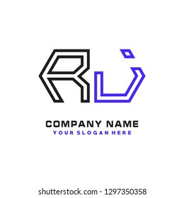 R J initial letter, modern logo design template vector