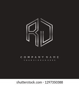 R J initial letter, modern logo design template vector