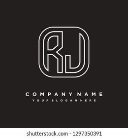 R J initial letter, modern logo design template vector