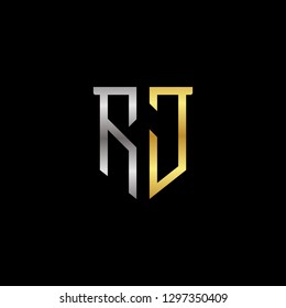 R J initial letter, modern logo design template vector