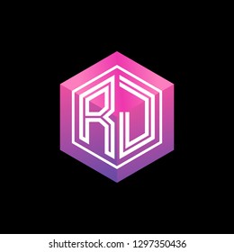 R J initial letter, modern logo design template vector