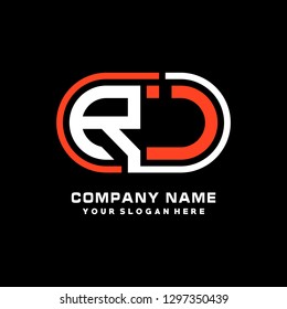 R J initial letter, modern logo design template vector
