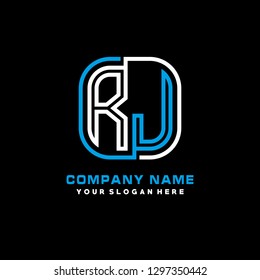 R J initial letter, modern logo design template vector