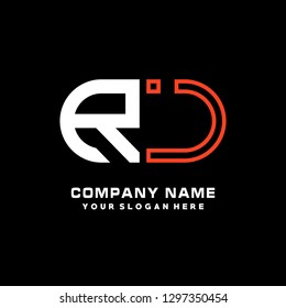 R J initial letter, modern logo design template vector