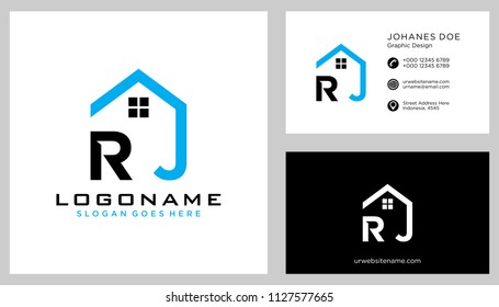 R J initial logo template vector